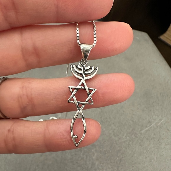 Messianic Seal Charm with Necklace 925 Sterling Silver - Picture 5 of 5